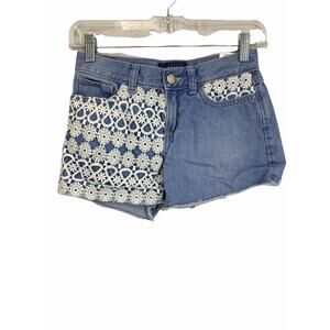 Old Navy Girl's Embroidered Blue Denim Jean Shorts Kid's Youth Size 12